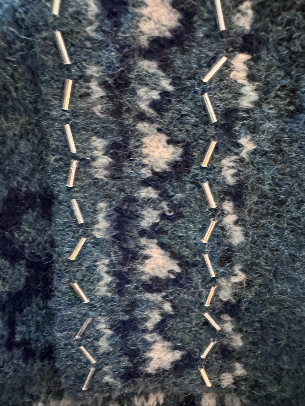 Blue bandana cardigan sweater jacket with fringe-- nwt - Picture 5 of 6